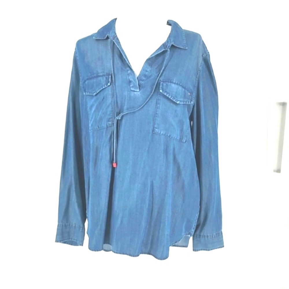 Tommy Hilfiger Blue Heritage Long Sleeve Denim Women's Shirt, Size Large NWT